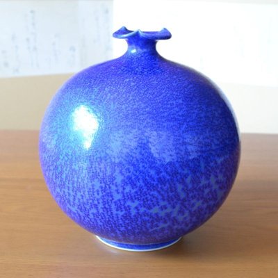 Photo2: Vase Ruri Blue | Kusuo Baba's work in Shinemon Kiln