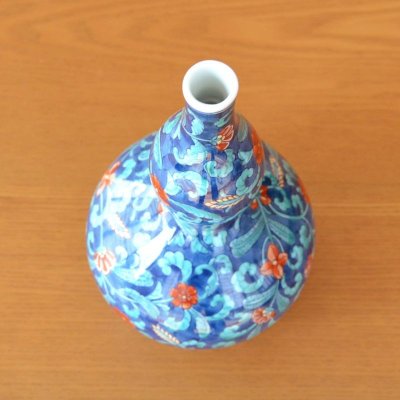 Photo3: Vase Gourd Shape Some-Nishiki Sarasa-mon