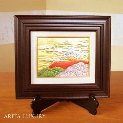 Photo1: Wall Decoration Mt. Fuji Gold Leaf Small | Tatsuro Ono's  work in Kozan Kiln