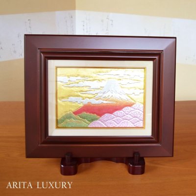 Photo1: Wall Decoration Mt. Fuji Gold Leaf Large | Tatsuro Ono's  work in Kozan Kiln