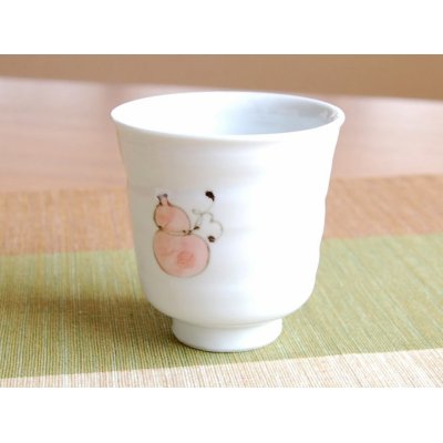 Photo2: Yunomi Tea Cup for Green Tea Hana mubyo (Red)