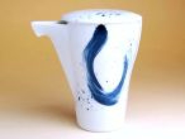 Photo1: Sake Bottle Tokkuri Ryumon Blue brush (1)