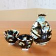 Photo3: Sake set 1 pc Tokkuri bottle and 2 pcs Cups "Ryokuei"  Green Shadow | Kusuo Baba's work in Shinemon Kiln (3)