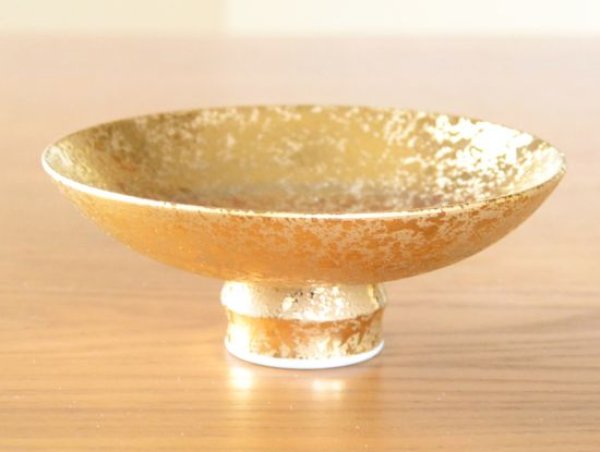 Photo1: Sake Cup Kinsai Gold Large (10cm/3.9in) (1)