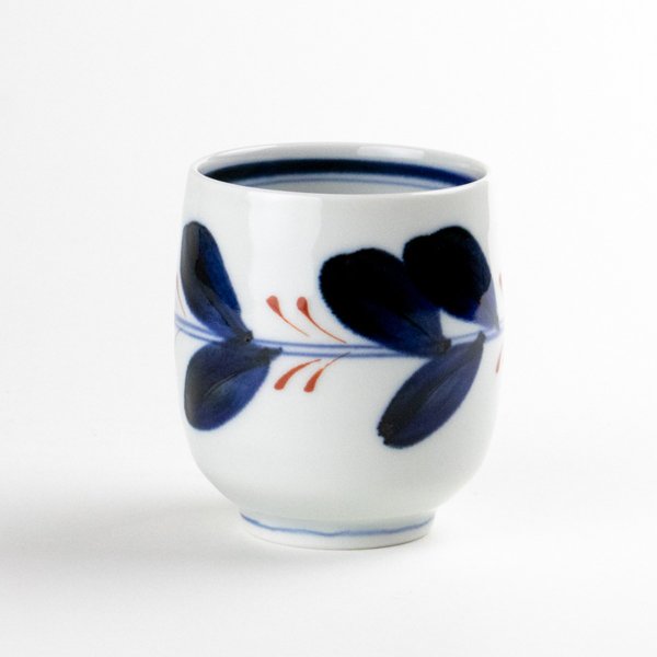 Photo1: Yunomi Tea Cup for Green Tea Leaf Red (1)